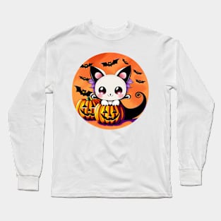 Pumpkin Purrfection: Spooktacular Kitty Delight! Long Sleeve T-Shirt